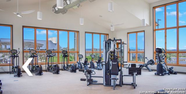 9506 Ranch Loop San Antonio, TX 78254 - Photo 21 of 25 a view of a room with gym equipment and floor to ceiling window