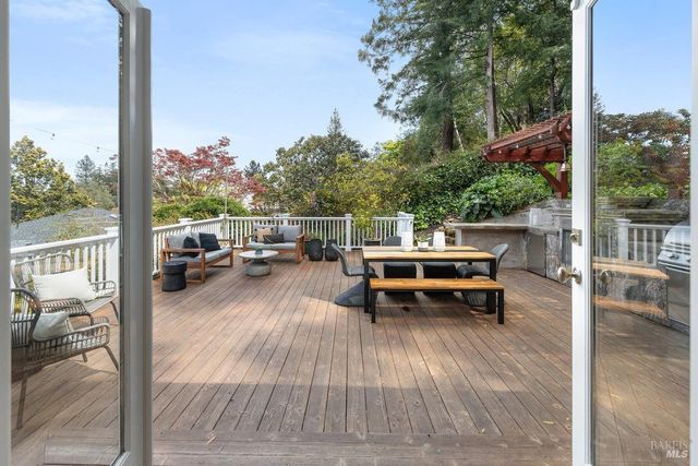 a view of outdoor space with seating