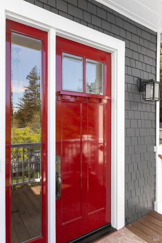 a view of a wooden door