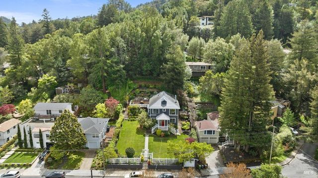 an aerial view of a house