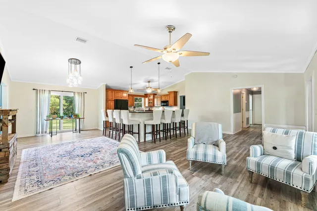 a living room with furniture