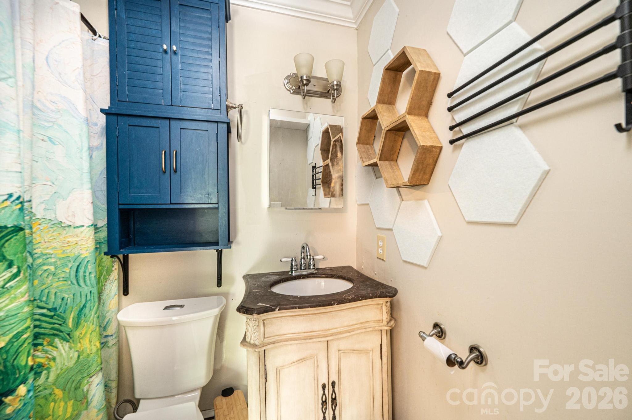 826 6th Street Northwest, Unit 4 Hickory, NC 28601 - Photo 16 of 25 a bathroom with a sink a toilet and mirror