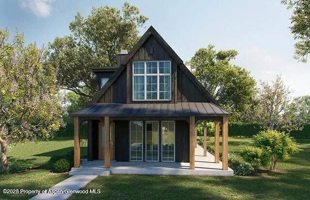 front view of a house with a yard