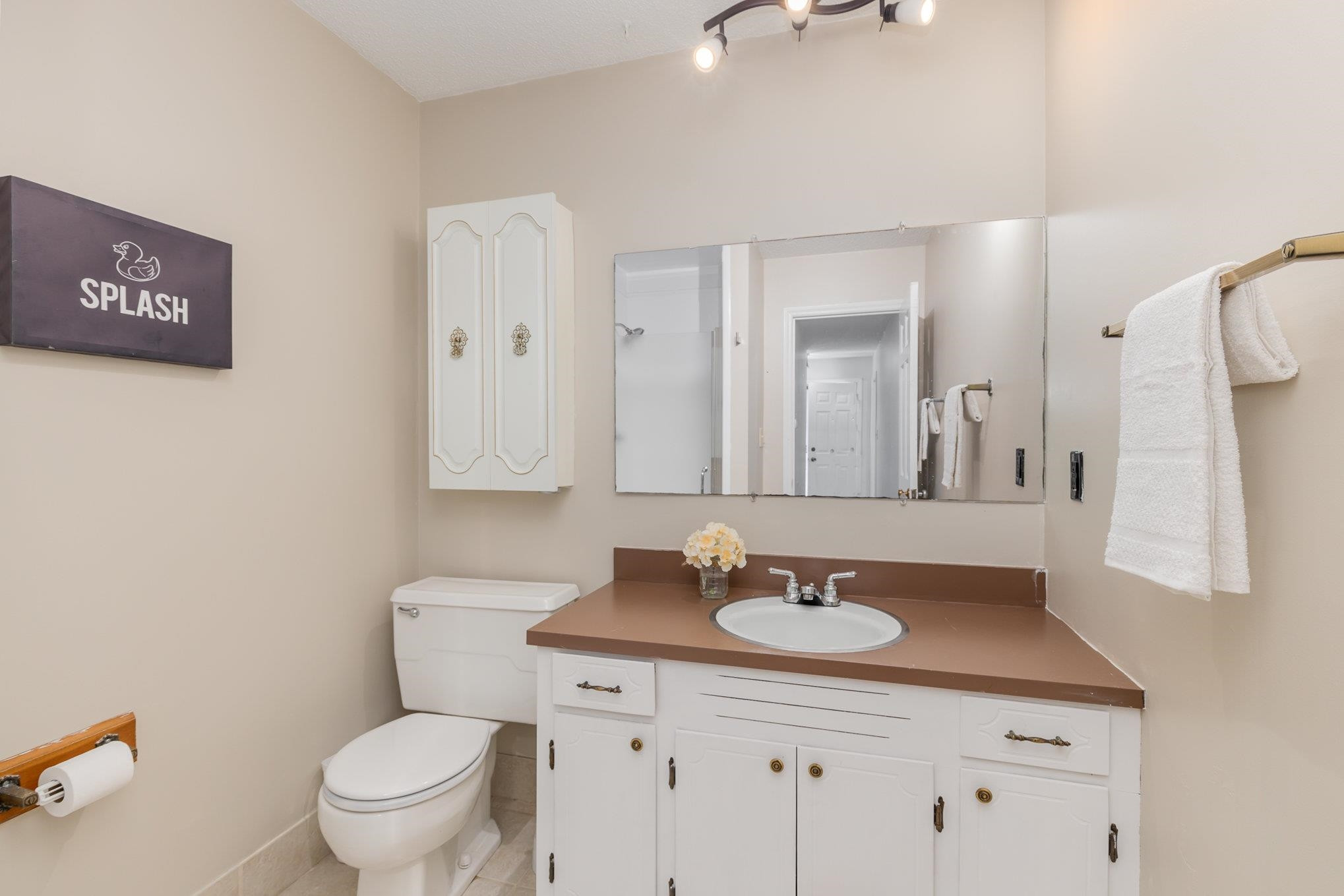 65 White Oak Drive Smithfield, NC 27577 - Photo 12 of 25 a bathroom with a sink a toilet a mirror and vanity