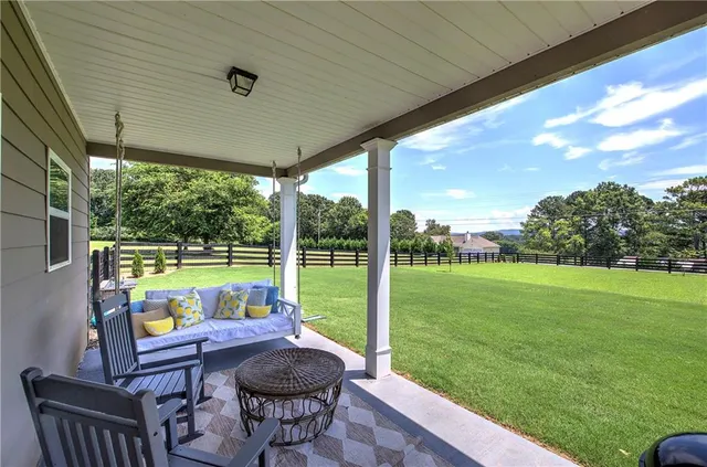a view of an outdoor sitting space