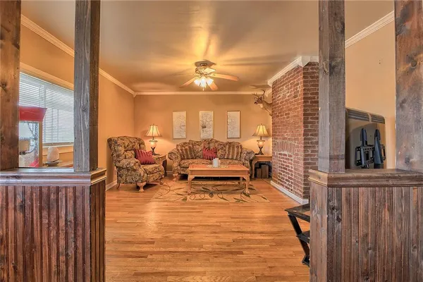 a living room with furniture
