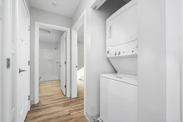 a view of a storage room with washer and dryer