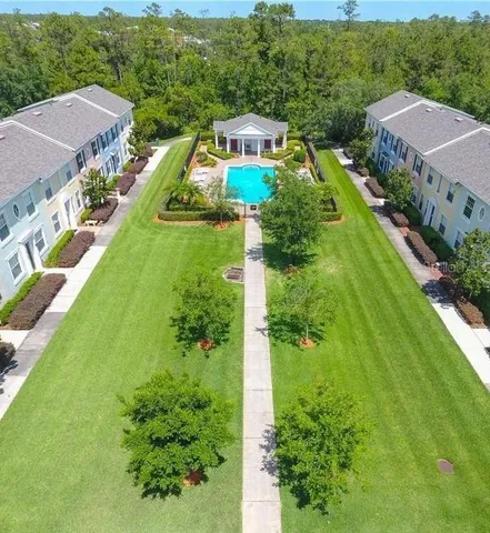 an aerial view of a house