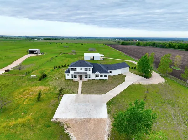 an aerial view of a house