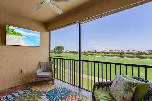 an outdoor space with furniture