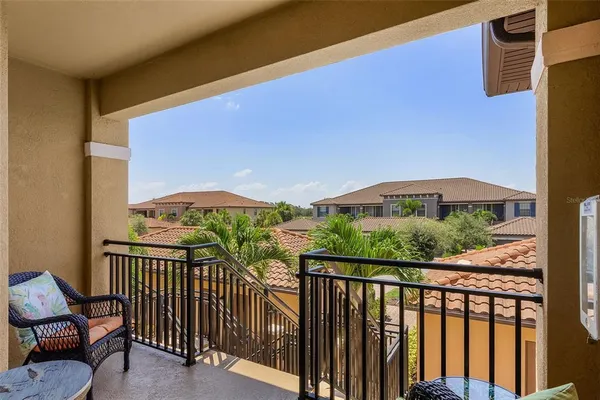 a view of a city from a balcony