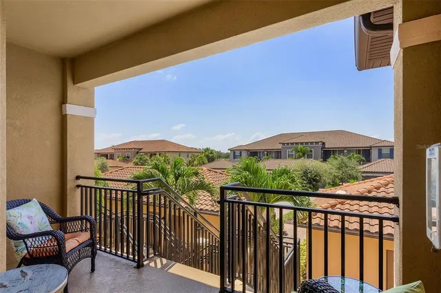 a view of a city from a balcony