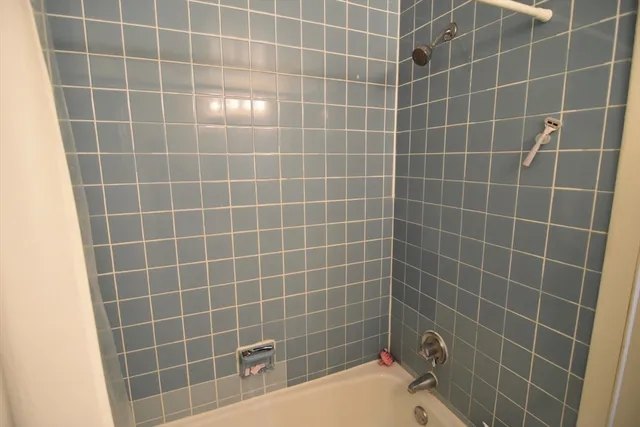 a bathroom with a bathtub