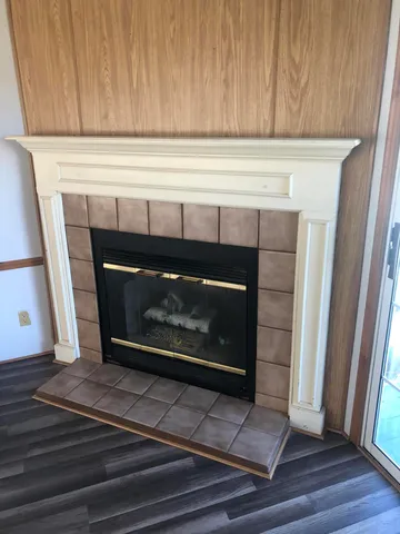 a close view of fireplace