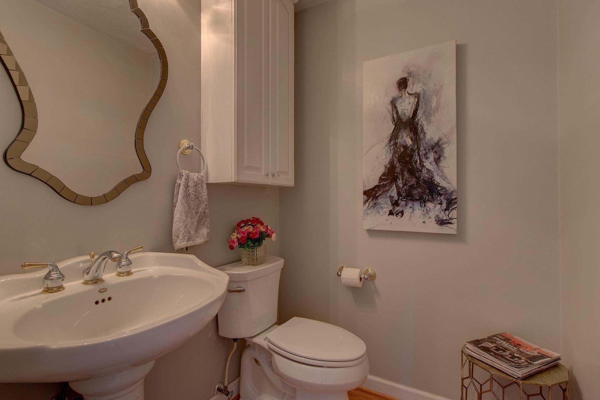 600 Dugwell Road Boones Mill, VA 24065 - Photo 48 of 78 a bathroom with a toilet sink and mirror