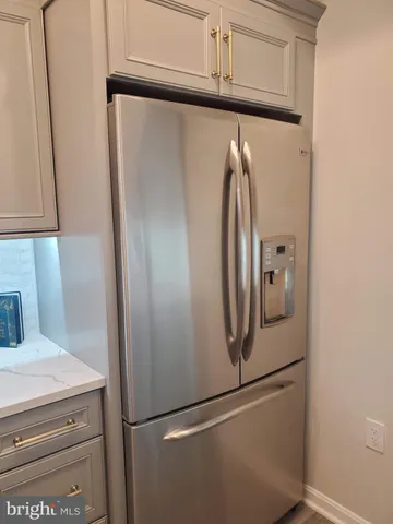 a close view of a refrigerator in kitchen