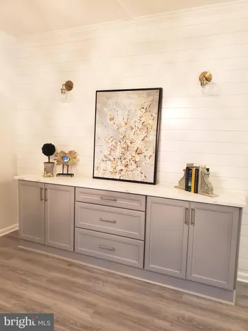 a view of cabinets and window