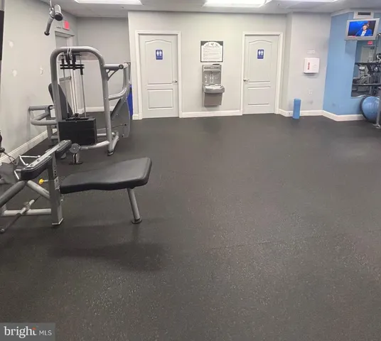 a view of a room with gym equipment