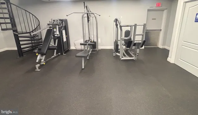 a view of a room with gym equipment