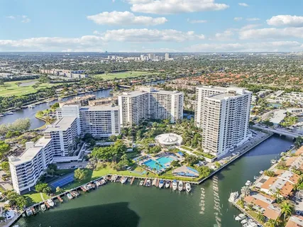 a view of a city with tall buildings