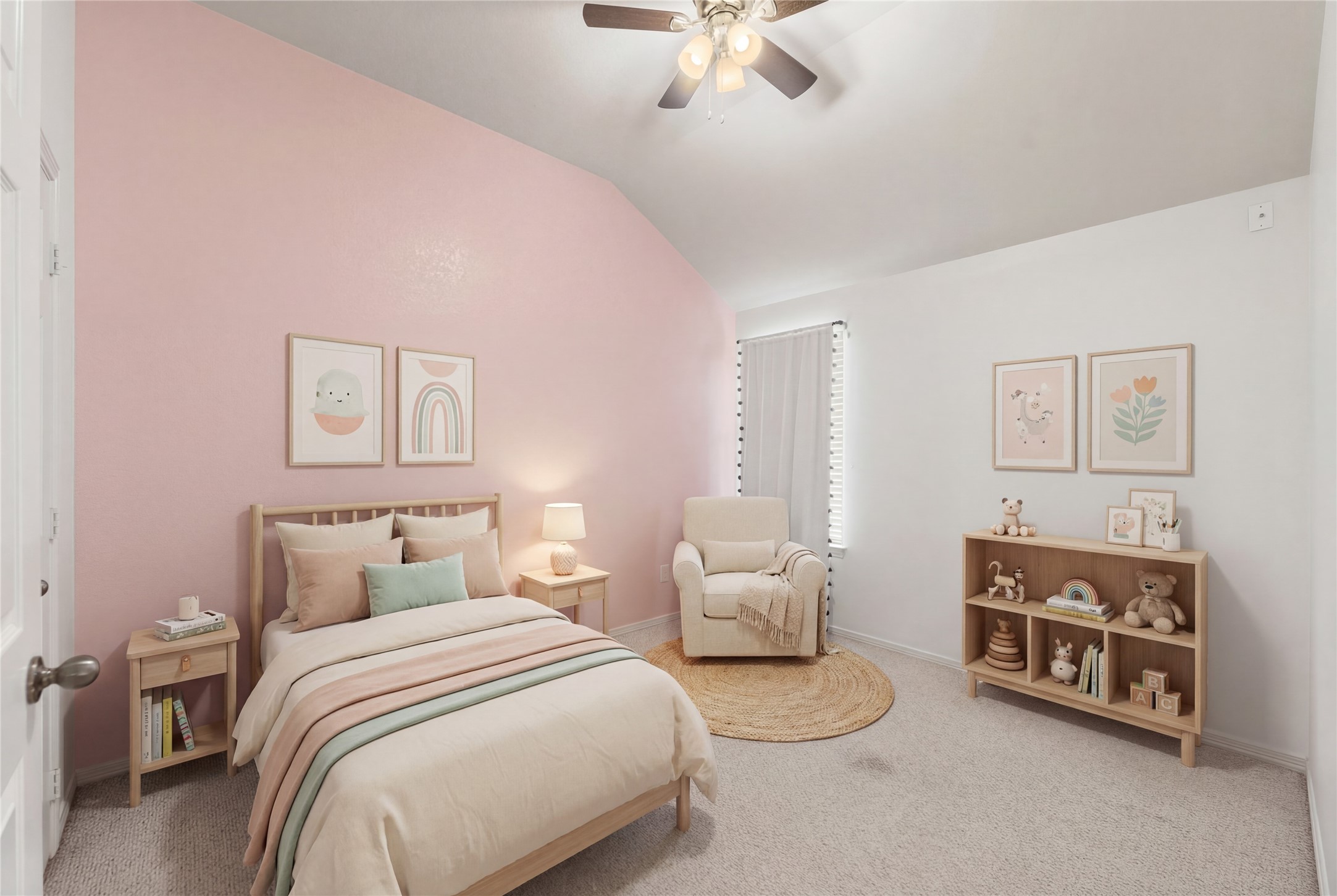 2217 Valley View Crossing Conroe, TX 77304 - Photo 14 of 24 a bedroom with a bed and a chandelier