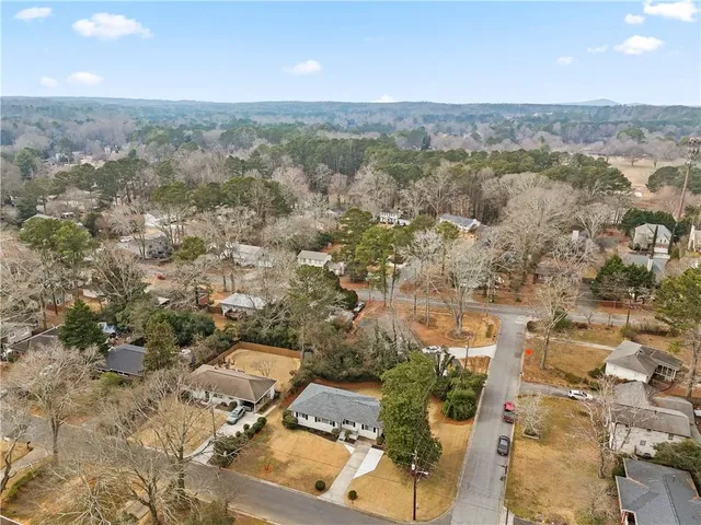 an aerial view of multiple house