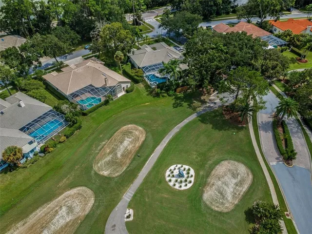 an aerial view of a house