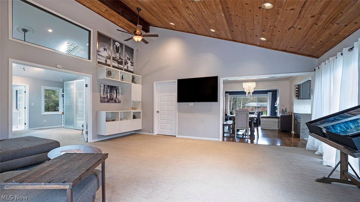 4089 Brainard Road Chagrin Falls, OH 44022 - Photo 2 of 25 Dramatic vaulted wood paneled ceiling in the large family room