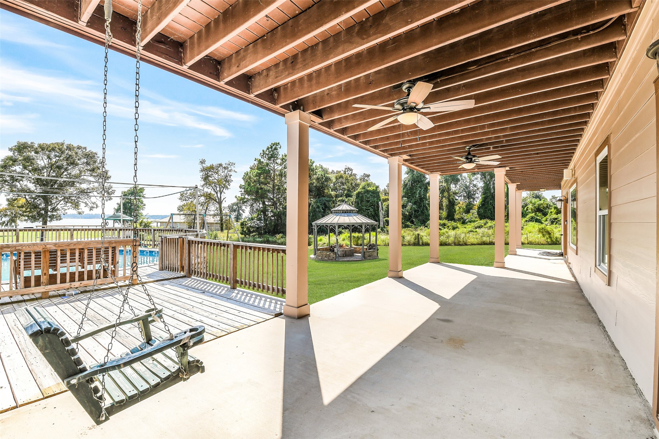 264 Falcon Point Onalaska, TX 77360 - Photo 30 of 33 a view of a patio with wooden floor