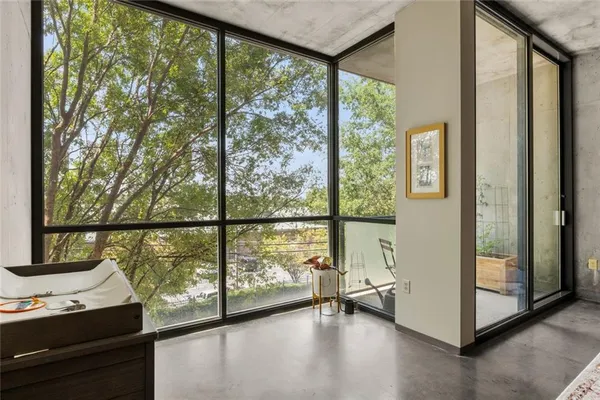 a view of a floor to ceiling window with a floor to ceiling window