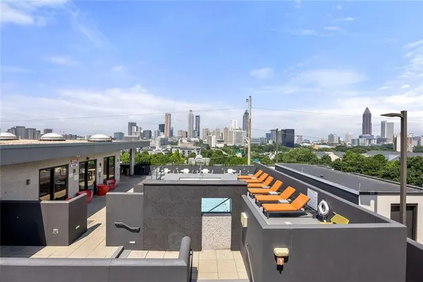 a view of a city from a balcony