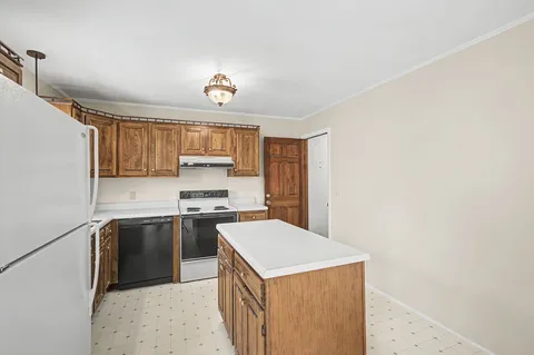 a kitchen with a stove a sink and a refrigerator