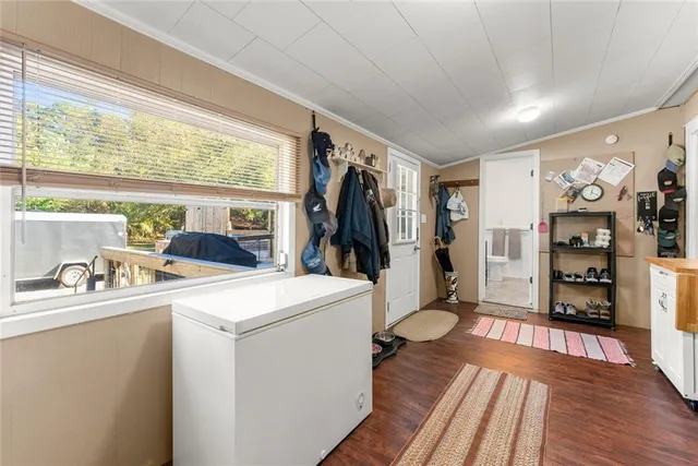 a storage room with washer and dryer