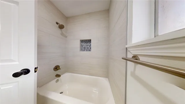 a bathroom with a tub
