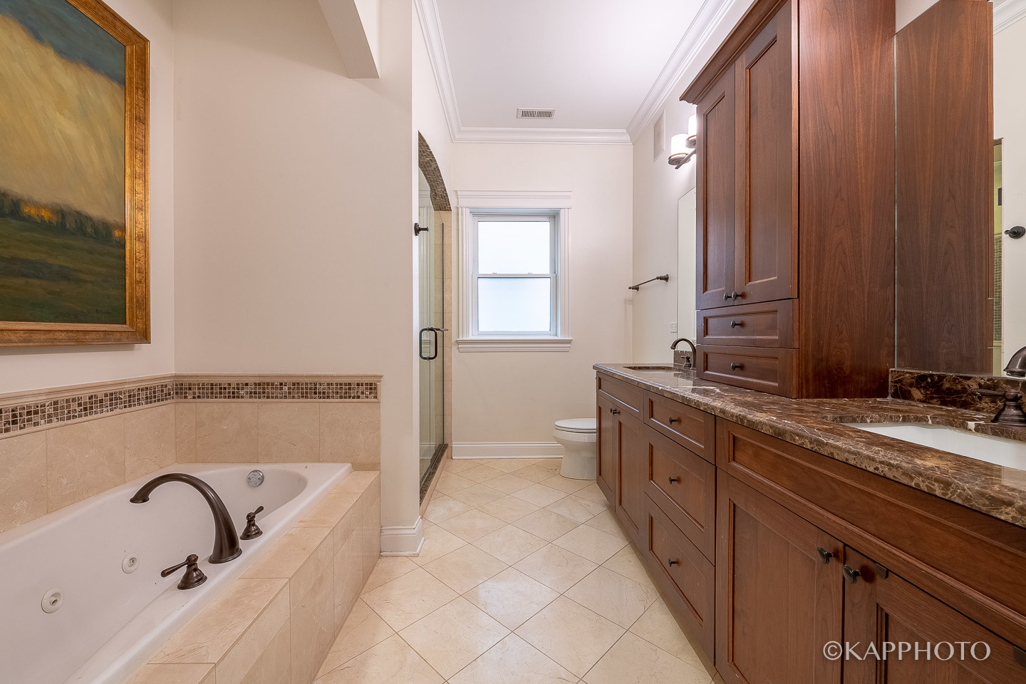 106 South Sangamon Street, Unit 3N Chicago, IL 60607 - Photo 17 of 27 a bathroom with a granite countertop sink a mirror and a bathtub