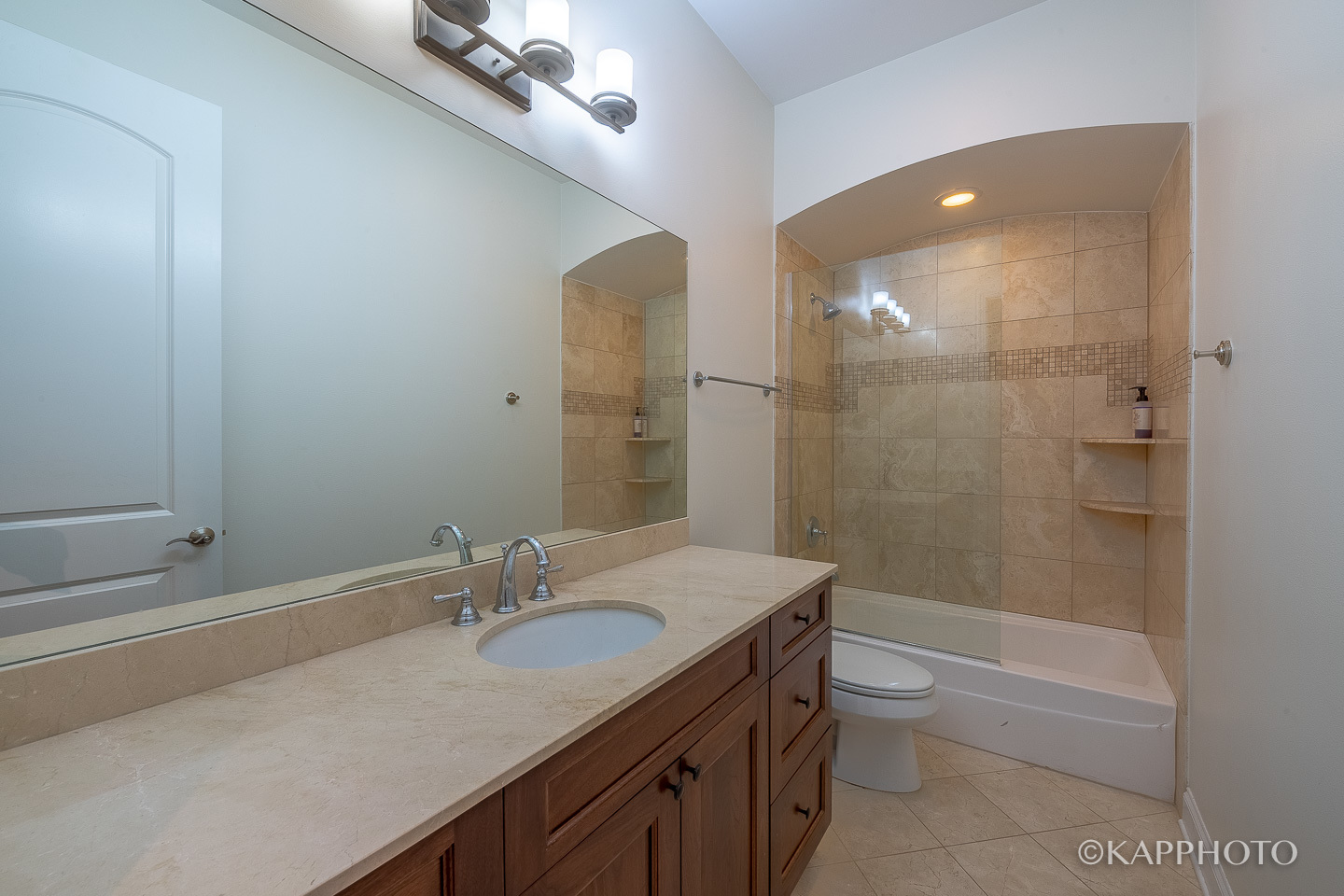 106 South Sangamon Street, Unit 3N Chicago, IL 60607 - Photo 22 of 27 a bathroom with a granite countertop sink a toilet and shower