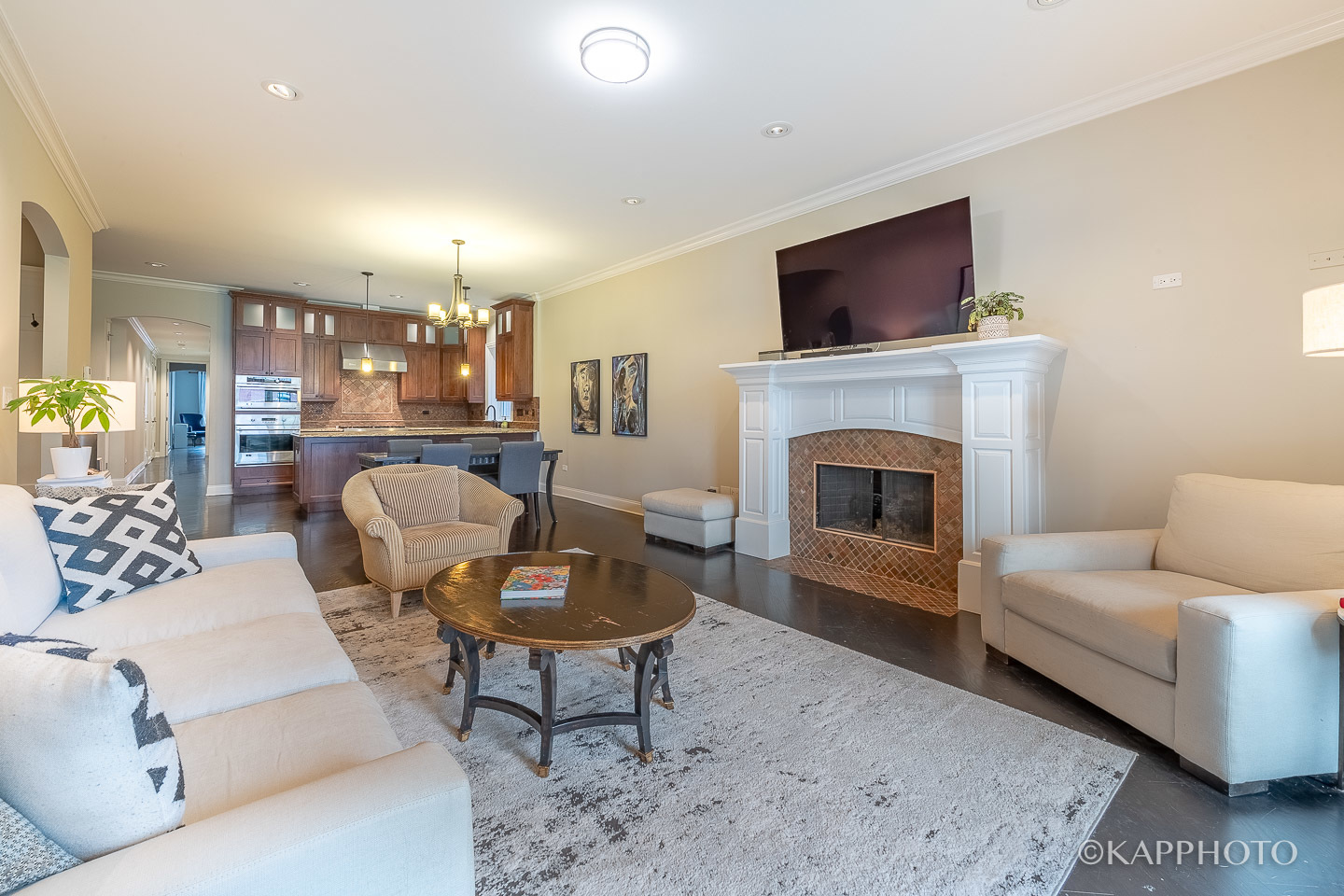 106 South Sangamon Street, Unit 3N Chicago, IL 60607 - Photo 5 of 27 a living room with furniture a flat screen tv and a fireplace
