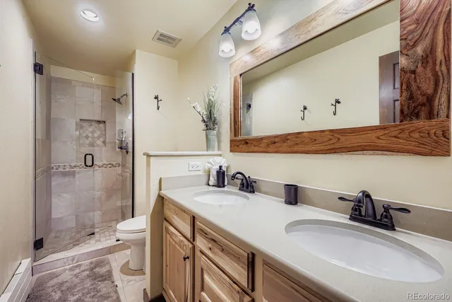 a view of a lake with a city