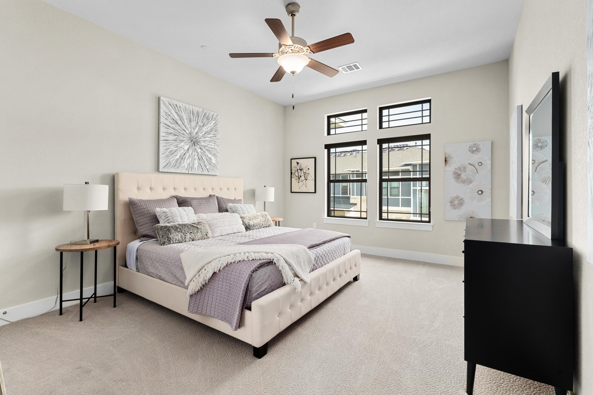 4323 Spicewood Springs Road, Unit 2 Austin, TX 78759 - Photo 19 of 30 Bedroom featuring light colored carpet and ceiling fan