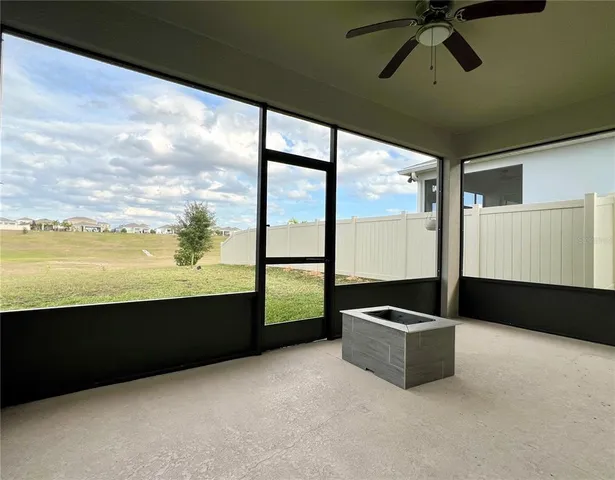 a living room with a large window