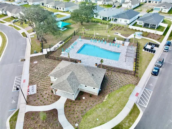 an aerial view of a house