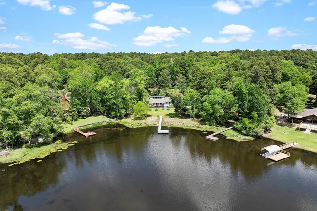 a view of a lake with houses
