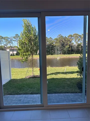 a view of a city from a living room