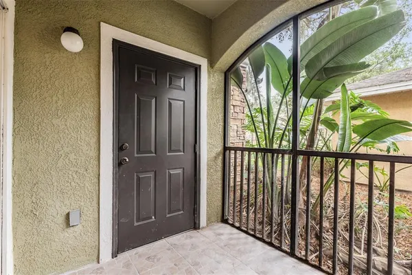 a view of a glass door