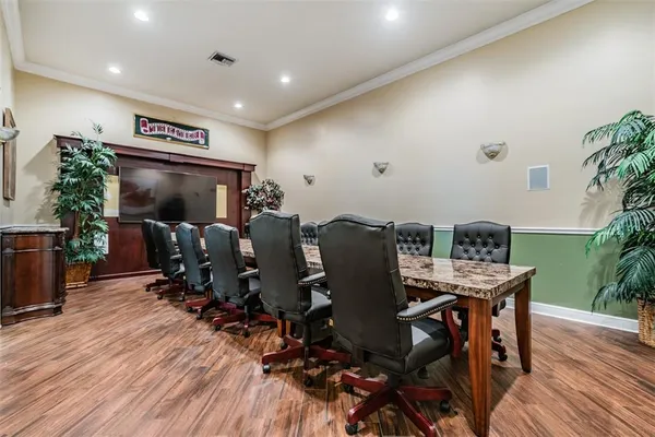 a view of a lake with a building in the background