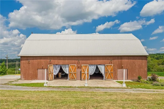 a house view with a swimming pool