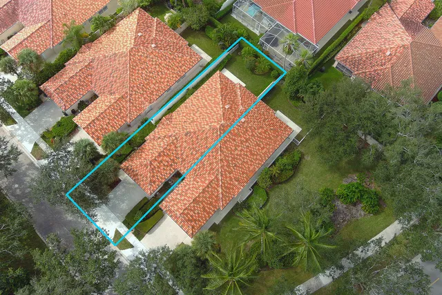 an aerial view of a house