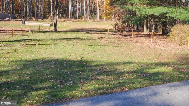 a swimming pool with trees in the background