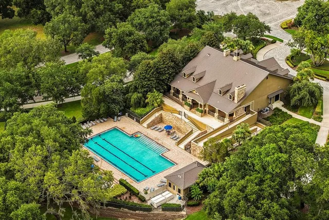 an aerial view of a house