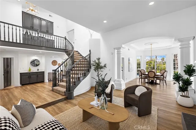 a living room with furniture